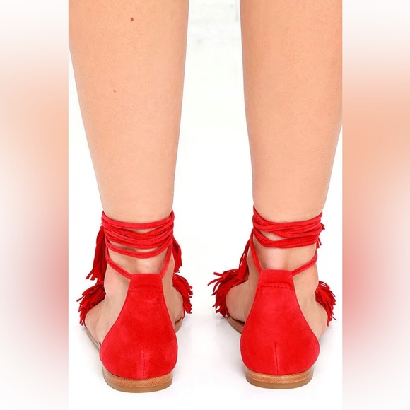 Steve Madden Alaina Red Sandals with Fringe - Picture 4 of 4